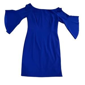 Antonio Melani Royal Blue Cold Shoulder Bell Sleeve Sheath Dress Women’s Size 6